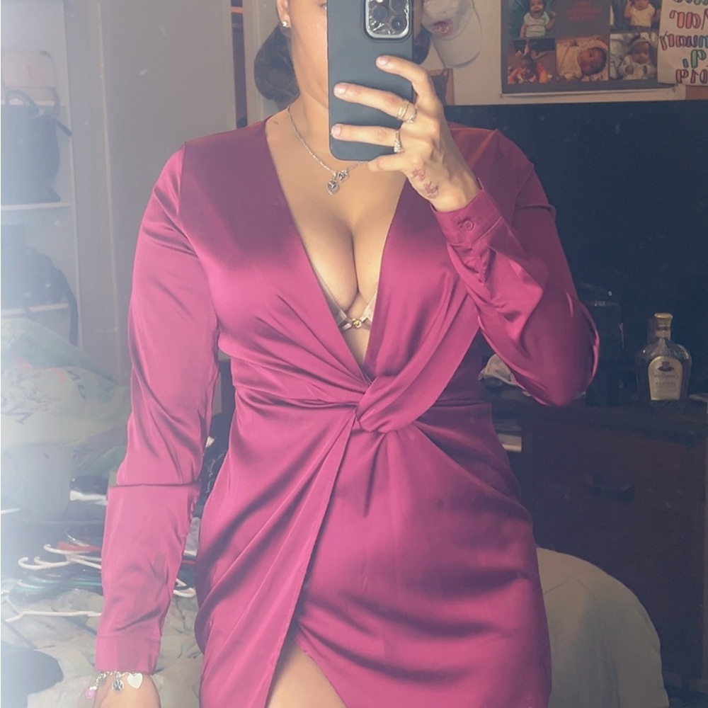 Elegant Burgundy Wrap Dress